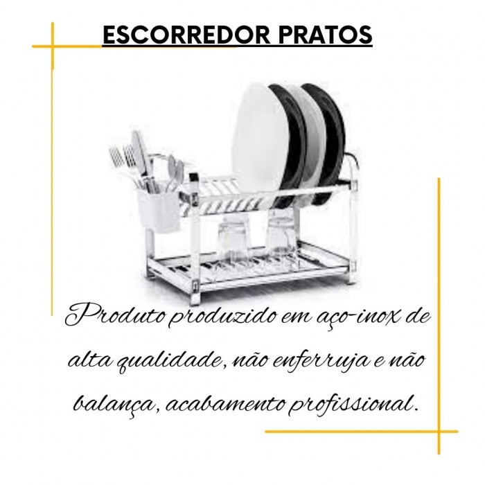 Escorredor de Louça Inox com Porta Talher- Mak Inox