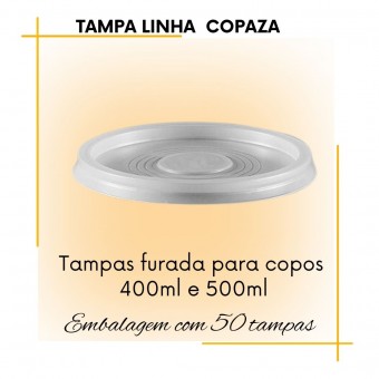 Tampa furada Copo Descartável  400 e 500ml -Copaza