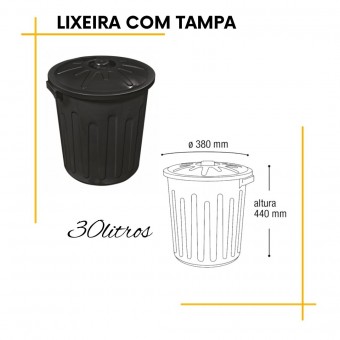 Lixeira Redonda com Tampa de  30 e 65  LTS Arqplast