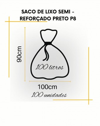 Saco de lixo semi - reforçado P8 - pacote com100 unidades