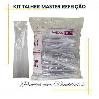 Kit Garfo e Faca Reforçado branco Embalado individualmente Mexa Bem com 50 unidades