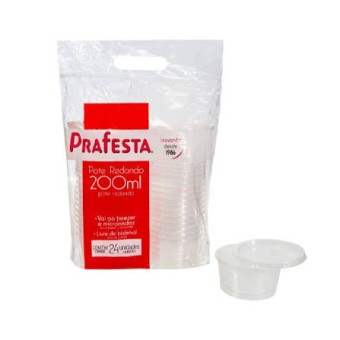POTE REDONDO 200ML C/TAMPA C/24 PRAFESTA