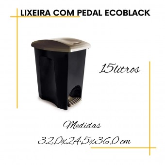 Lixeira Ecoblack Pedal  Plasutil