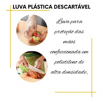 Luva  Plástica Descartável 100 unidades
