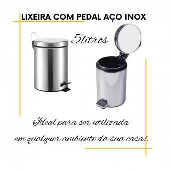 Lixeira com Pedal em Aço Inox  em 3 tamanhos- Mak-Inox
