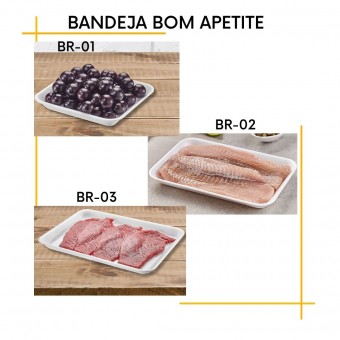 Bandeja de Isopor Rasa 01,02 e 03  com 100 unidades-Bom Apetite 