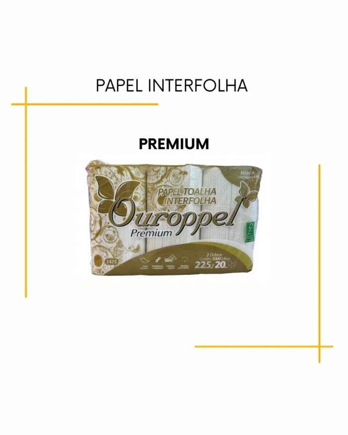 Papel toalha interfolhado Premium - pacote c/1000 folhas 