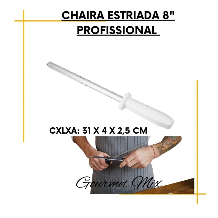 Chaira Estriada 8" Profissional da Gourmet Mix-Linha do Chef