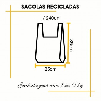 Sacola Reciclada Branca embalagem com 1Kg