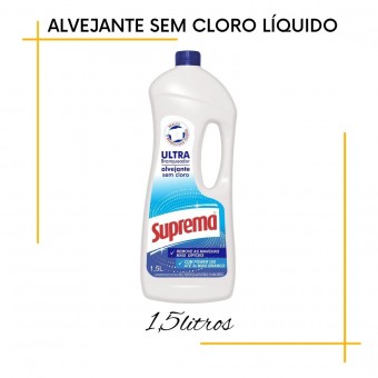 Alvejante sem Cloro Liquido para Roupas  Embalagem 1,5 Litros -Suprema Modelo Ultra Remoção