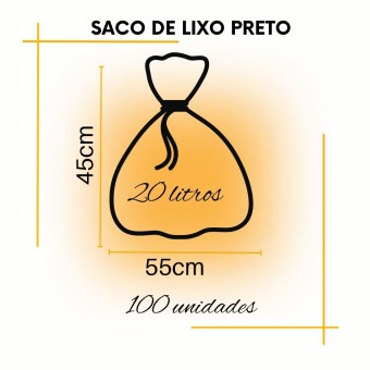 Saco Lixo Preto 100 unidades