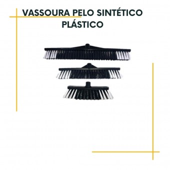 Vassoura Pelo Sintético  Base Plástico com cabo