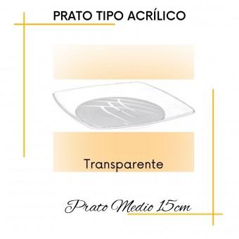 Prato Descartável Tipo Acrílico Quadrado Sobremesa com 10 unidades-Prafesta