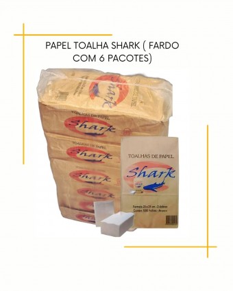 Papel toalha interfolhado Shark - pacote com c/1000 folhas ( fardo com 6 pacotes )