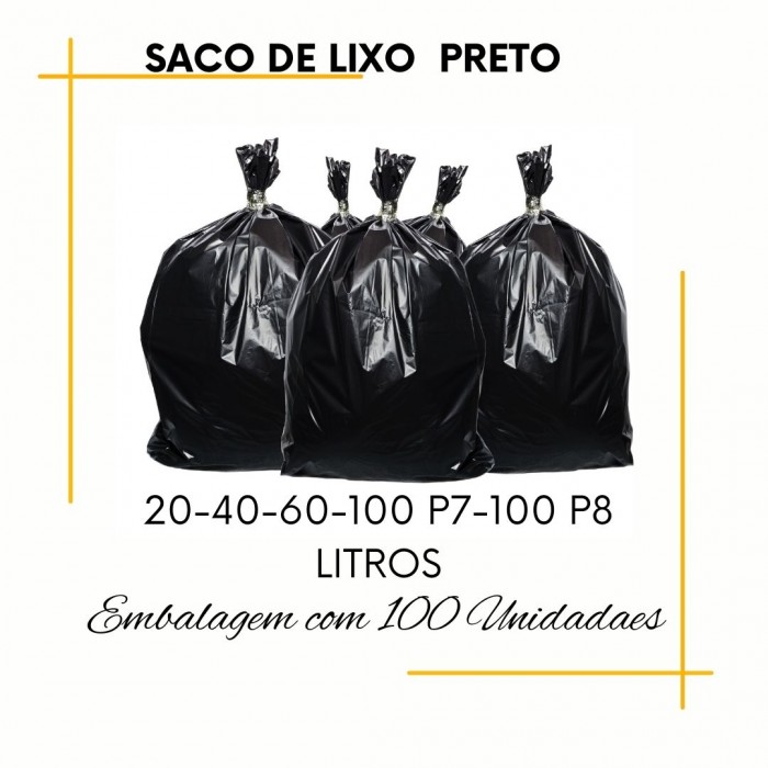 Saco Lixo Preto 100 unidades