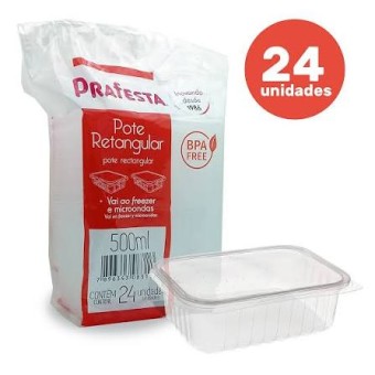 POTE RETANGULAR 500ML C/TAMPA C/24 PRAFESTA