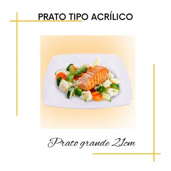 Prato Descartável Tipo Acrílico Quadrado Refeição com 10 unidades -Prafesta