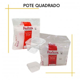 Pote/Marmita para Freezer e Micro-ondas Quadrado - Prafesta