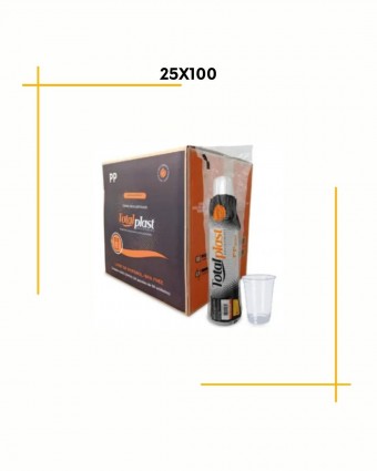 Caixa de copo descartável transparente 25 pacotes com 100 unidades 200ml