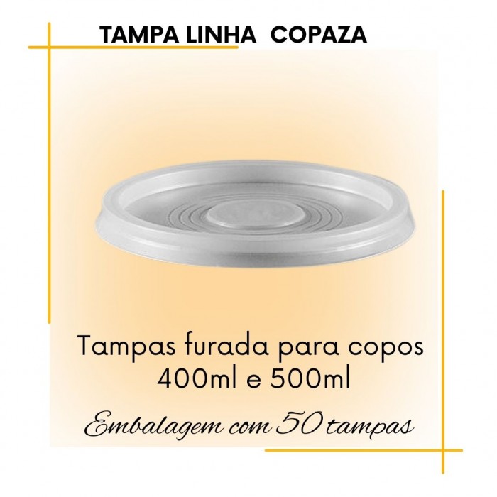 Tampa furada Copo Descartável  400 e 500ml -Copaza