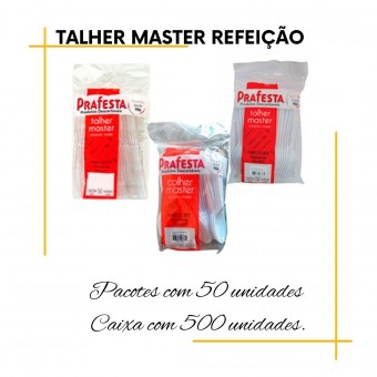 Talheres Master para Refeição Branco Descartáveis Prafesta