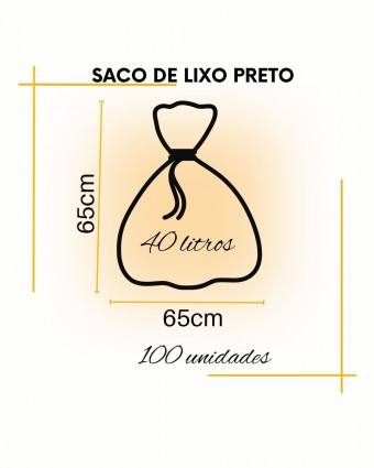 Saco de lixo - comum - pacote C/100 unidades - 40 Litros 