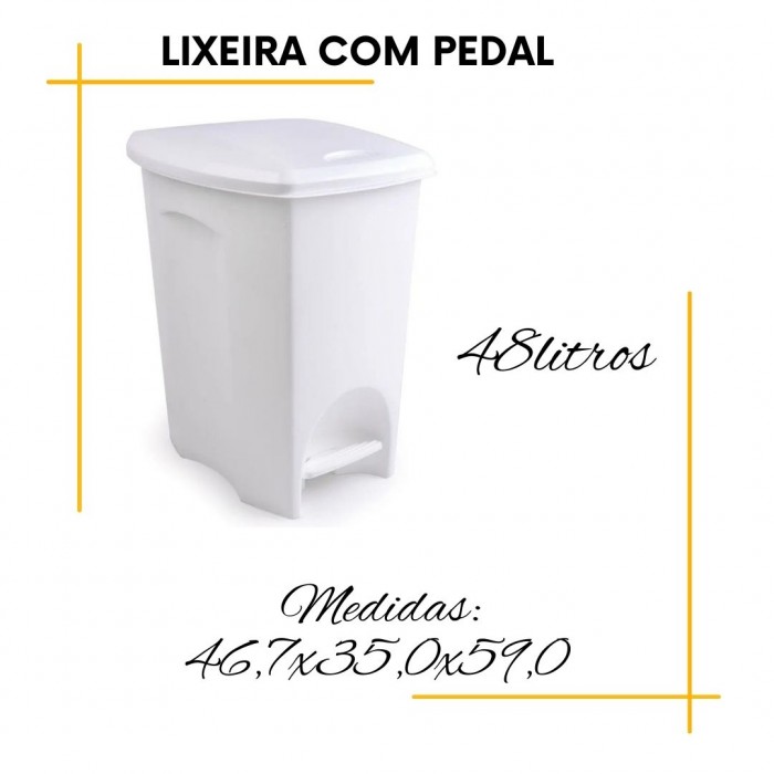 Lixeira Plasutil Pedal Branca