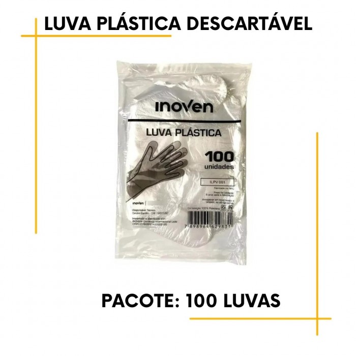 Luva  Plástica Descartável 100 unidades