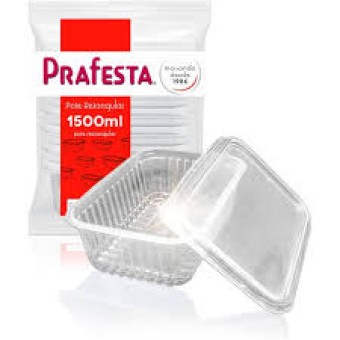 POTE RETANGULAR 1500ML C/TAMPA C/10 PRAFESTA