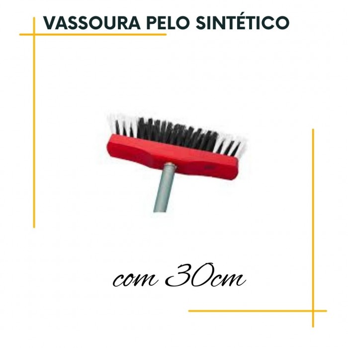 Vassoura pelo Sintético Base Madeira com cabo