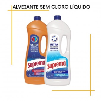 Alvejante sem Cloro Liquido para Roupas  Embalagem 1,5 Litros -Suprema Modelo Ultra Remoção