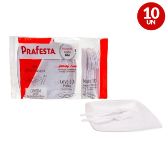 KIT CHURRASCO Q. LINE BRANCO C/10 PRAFESTA