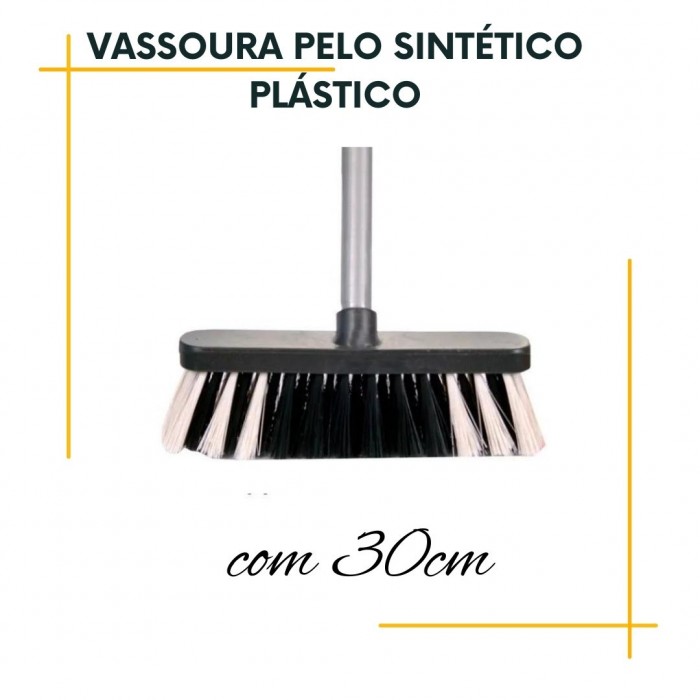 Vassoura Pelo Sintético  Base Plástico com cabo