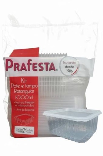 POTE RETANGULAR 1000ML C/TAMPA C/24 PRAFESTA