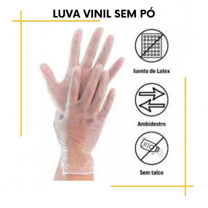 Luva Vinil  Descartável sem  pó