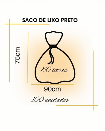 Saco de lixo - comum - pacote C/100 unidades - 80 Litros 