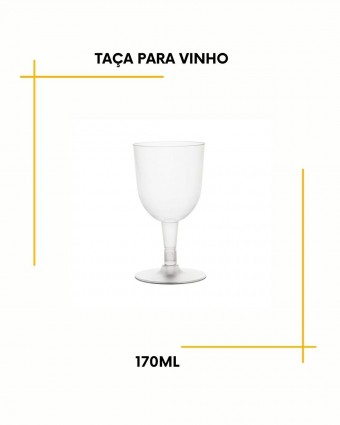 Taça para vinho descartável cristal lisa - pacote com 10 unidades - 170ml