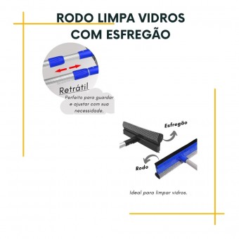 RODO LIMPA VIDROS COM ESFREGÃO ZEIN