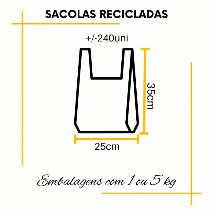 Sacola de Plástico Reciclada Preta reciclada com 1KG