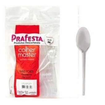 COLHER MASTER BRANCO C/50 PRAFESTA