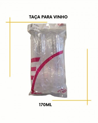 Taça para vinho descartável cristal lisa - pacote com 10 unidades - 170ml