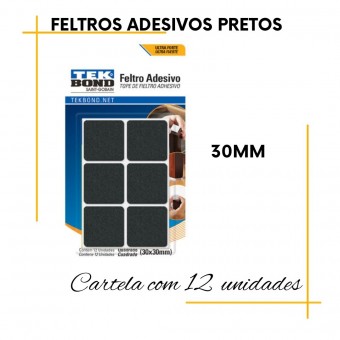 Feltro deslizante Quadrado protetor para móveis -Preto-TekBond