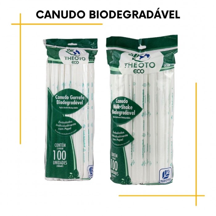 Canudo Biodegradável embalado individualmente -Theoto