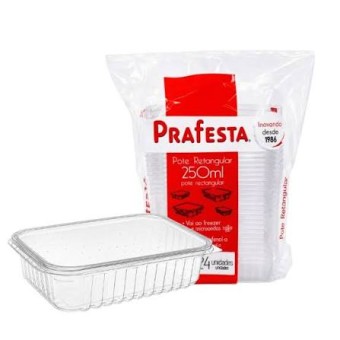 POTE RETANGULAR 250ML C/TAMPA C/24 PRAFESTA