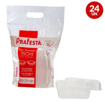 POTE RETANGULAR 350ML C/TAMPA C/24 PRAFESTA