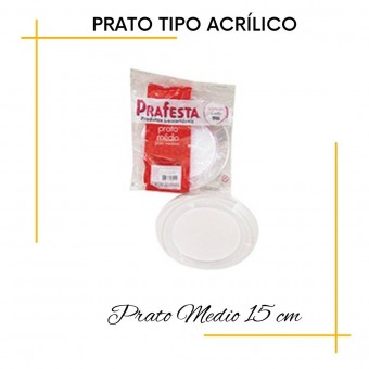 Prato Descartável Tipo Acrílico Redondo Sobremesa com 10 unidades -Prafesta