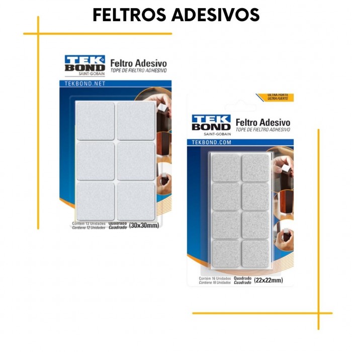 Feltro Deslizante Quadrado Protetor para móveis-Branco-Tek Bond