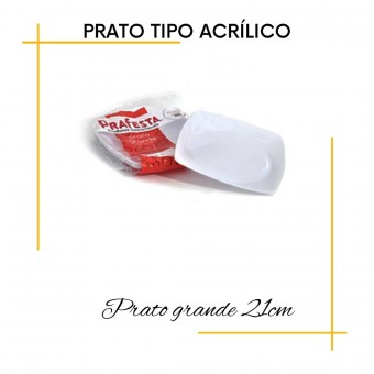 Prato Descartável Tipo Acrílico Quadrado Refeição com 10 unidades -Prafesta