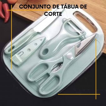 Kit de Utensílios de Cozinha com Tábua de Corte