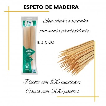 Espeto de Madeira Médio  para Churrasco-100 Unid. Theoto